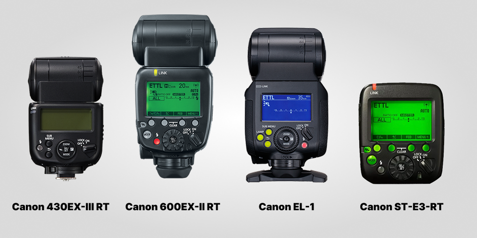 Cateva din bliturile Canon care suporta sistemul wireless Canon RT